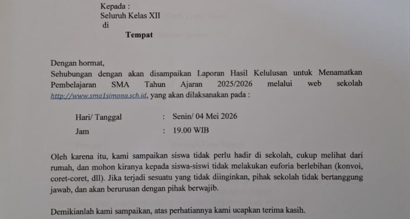 PENGUMUMAN KELULUSAN PESERTA DIDIK TAHUN PELAJARAN 2025/2026